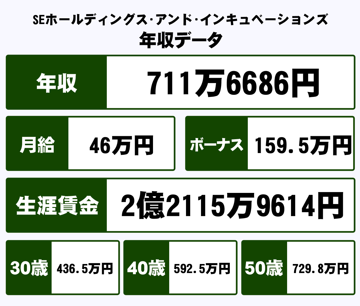 Seホールディングス アンド インキュベーションズ株式会社の平均年収 711万円 生涯賃金やボーナス 年収推移 初任給など 年収ガイド